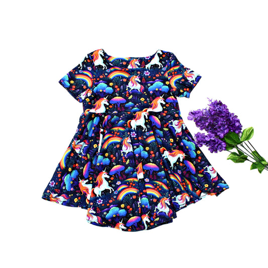 Magical Unicorn Twirly Dress for Girls, Made to Order, TAT 2-3 weeks