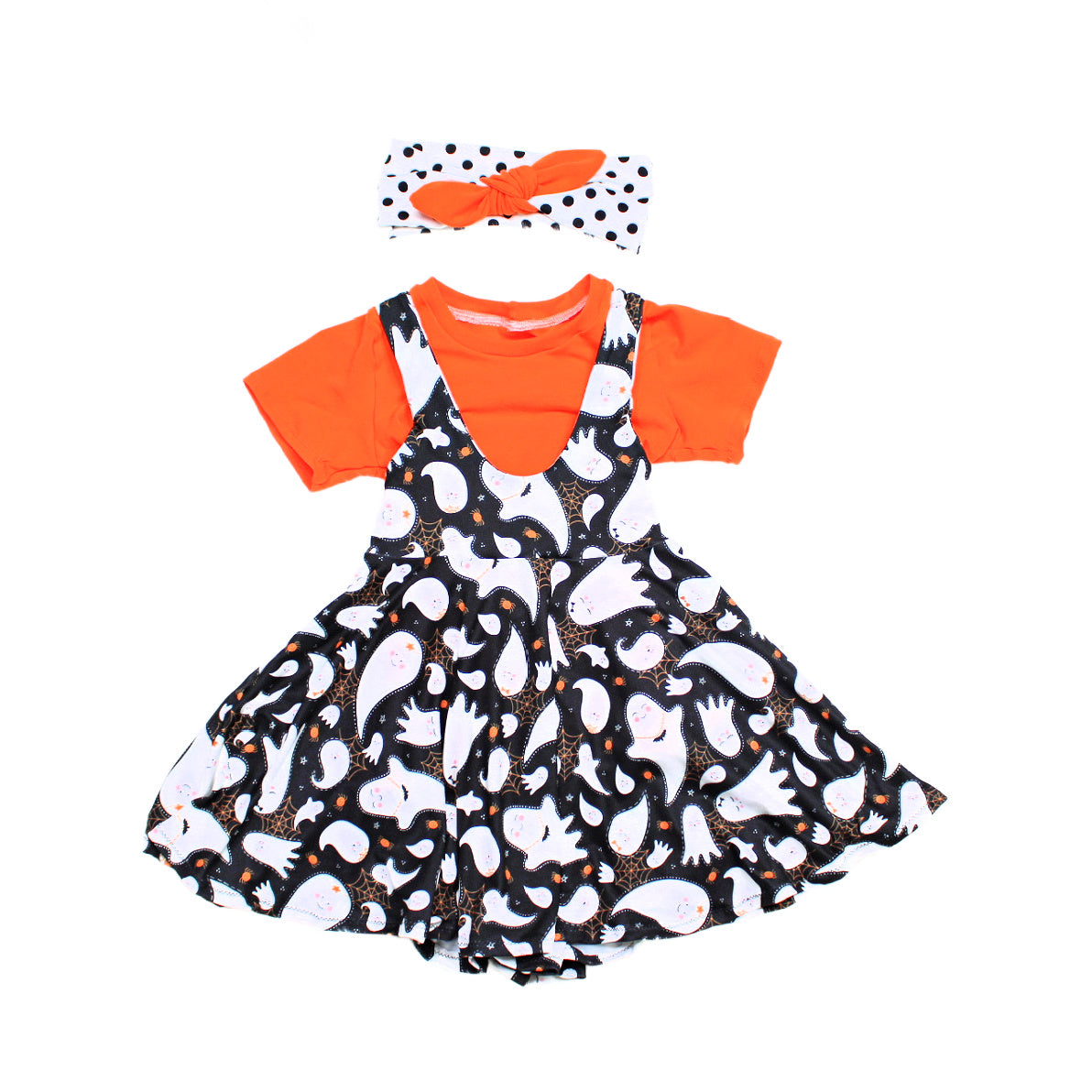 3T Halloween Pinafore Dress for Girls, 3 Piece Set, Ready to Ship