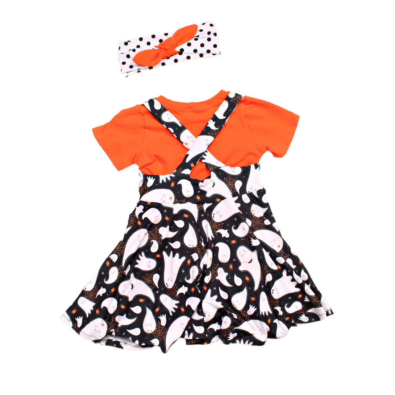 3T Halloween Pinafore Dress for Girls, 3 Piece Set, Ready to Ship