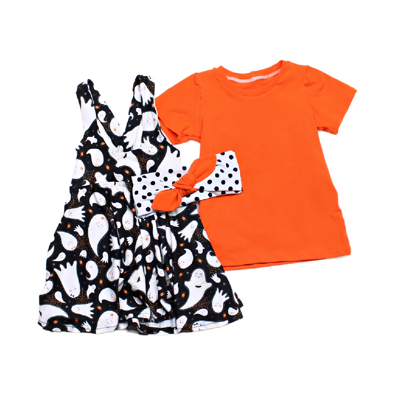 3T Halloween Pinafore Dress for Girls, 3 Piece Set, Ready to Ship