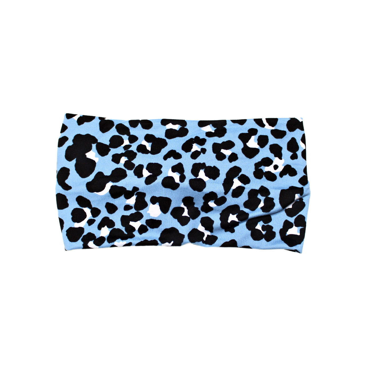 Wide Blue Leopard Print Headband for Women