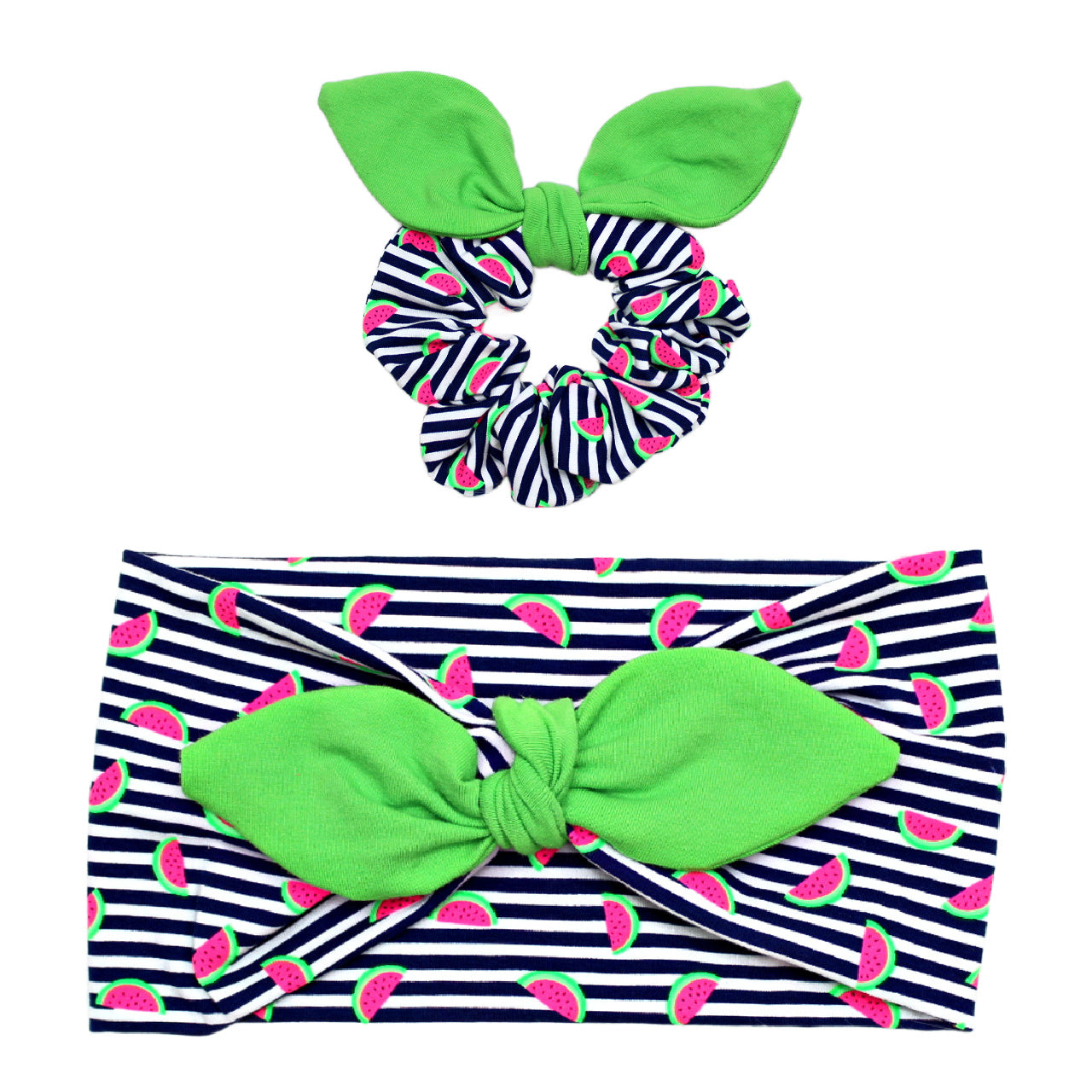 Wide Watermelon Bow Headband for Women, Cotton Spandex