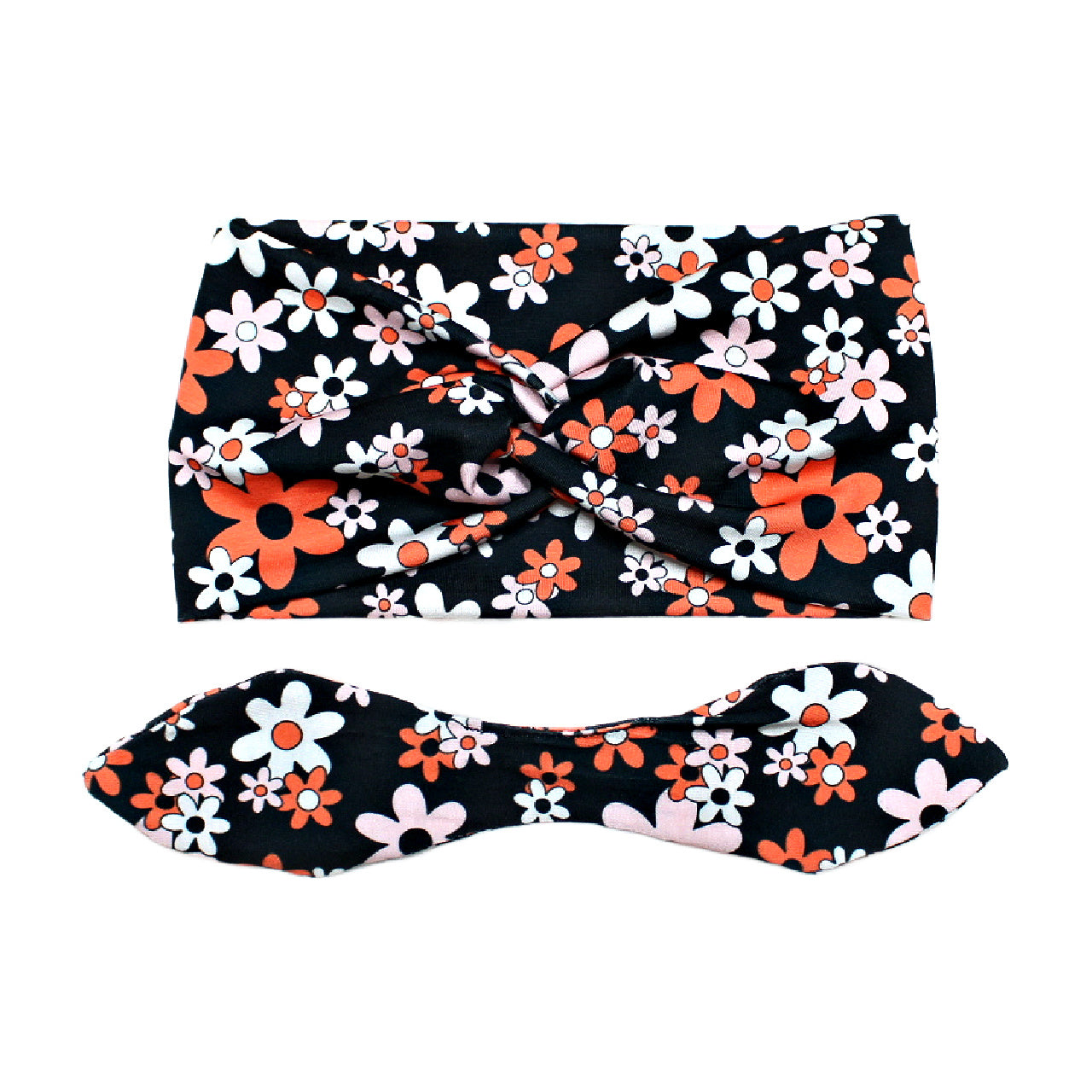 Wide Groovy Halloween Flowers Bow Headband for Women