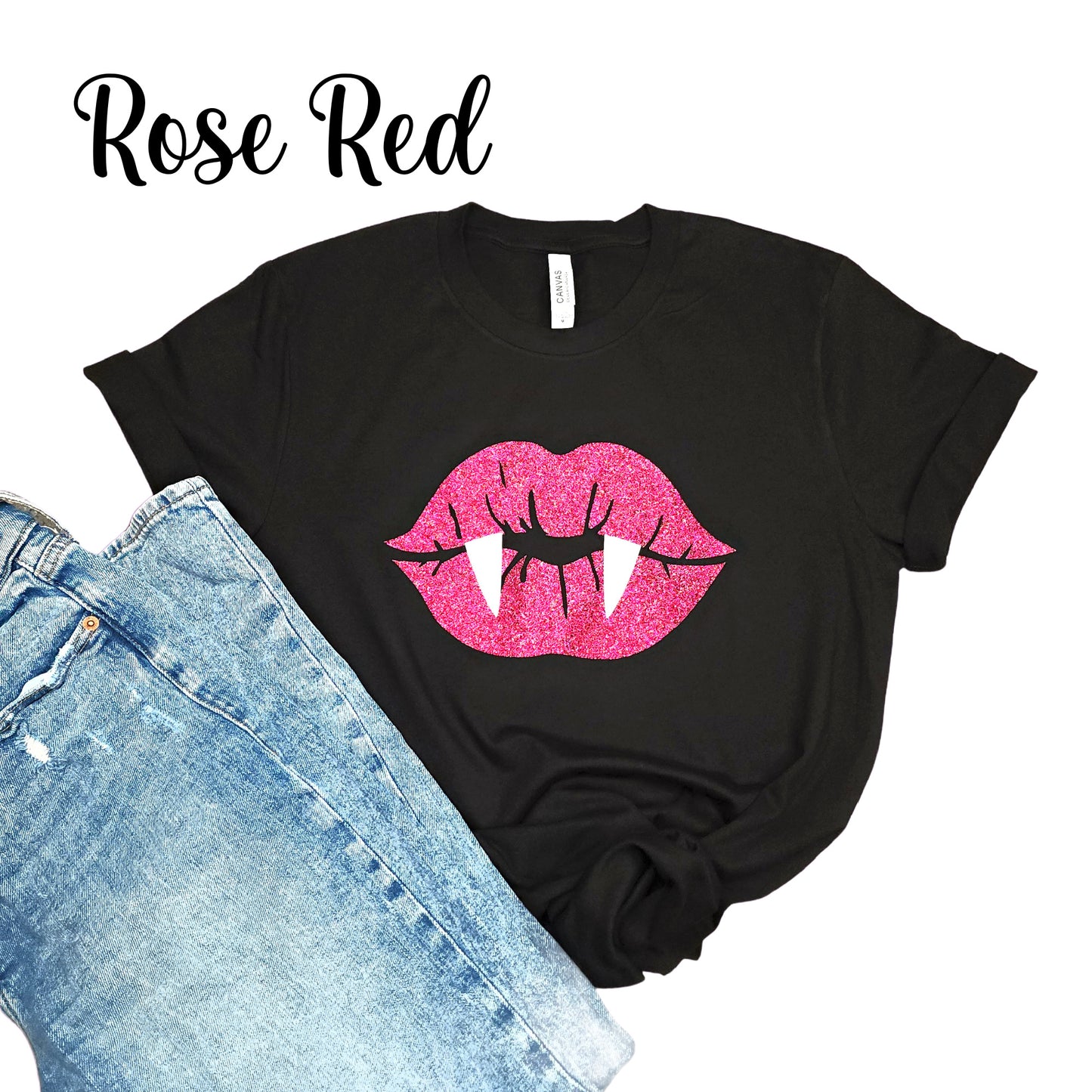 Glitter Vampire Lips Halloween Shirt, Adult and Youth Sizes