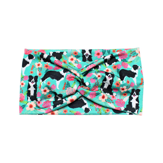 Border Collie Dog Print Headband