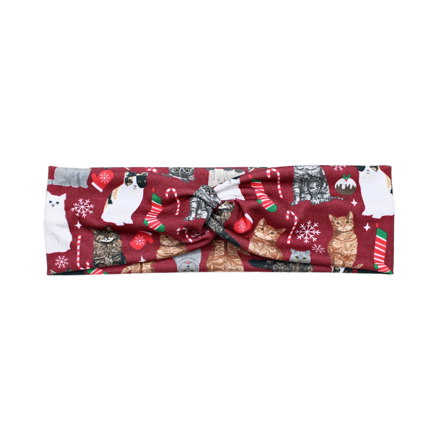 Christmas Cat Print Bow Headband for Women