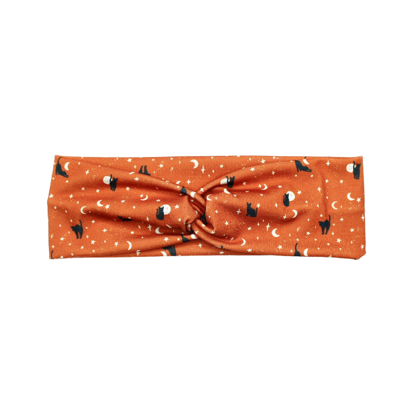 Orange Moon Cats Print Bow Headband for Women