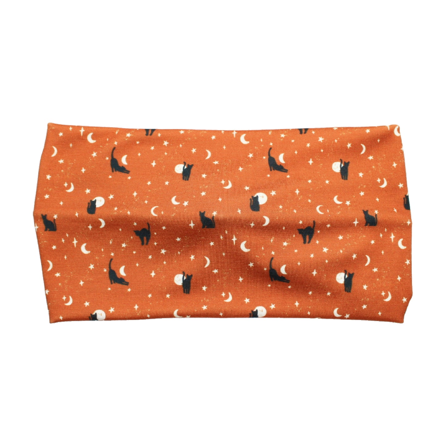 Orange Moon Cats Print Bow Headband for Women, Wide