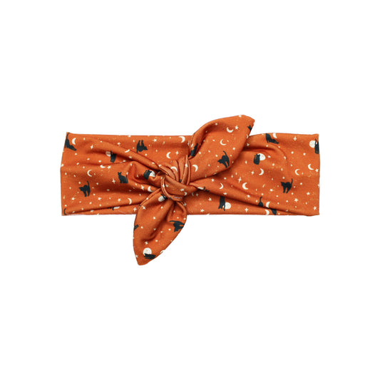 Orange Moon Cats Print Bow Headband for Women