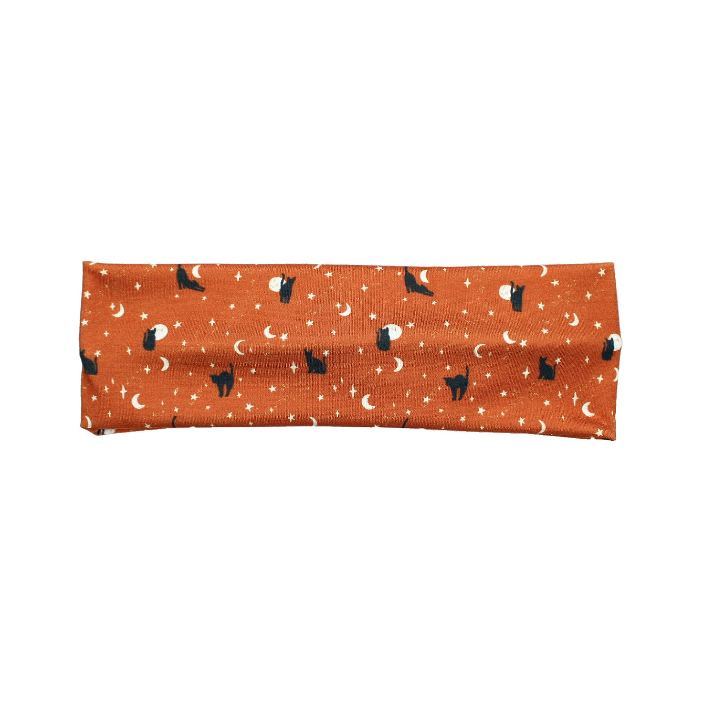 Orange Moon Cats Print Bow Headband for Women