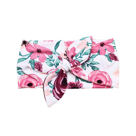 Pink Elegant Floral Bow Headband for Women