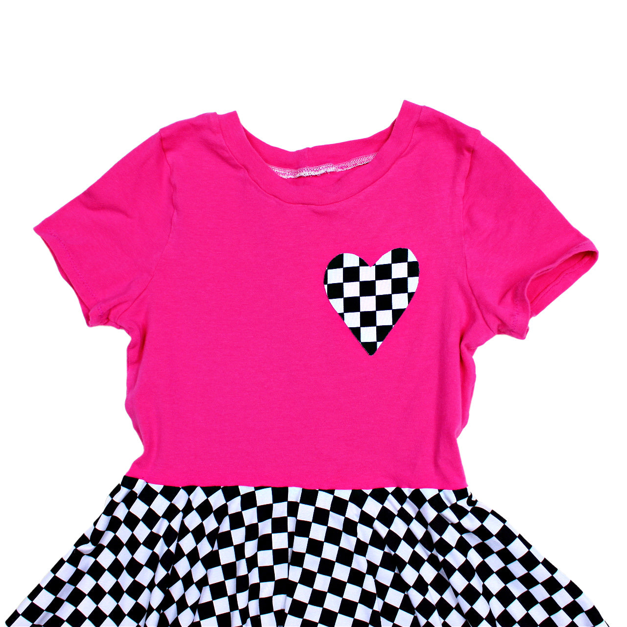 Pink Checkered Heart Dress for Girls, TAT 2 weeks