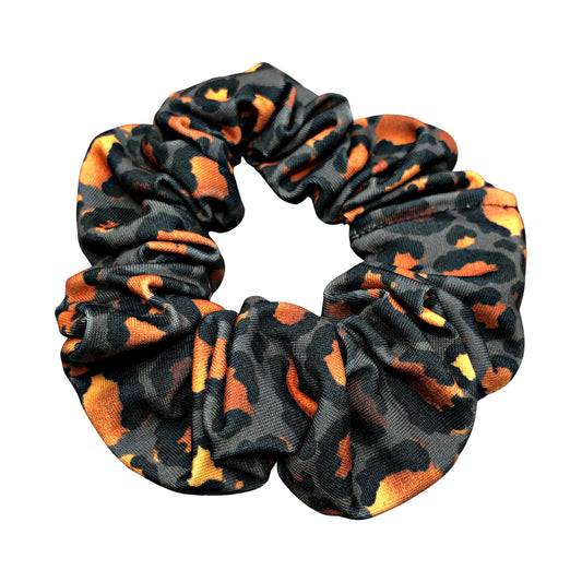 Gray and Orange Leopard Scrunchie