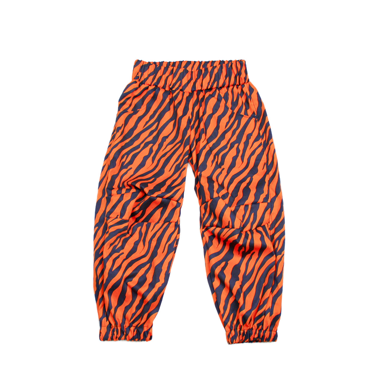 Tiger Print Cotton Parachute Pants for Girls