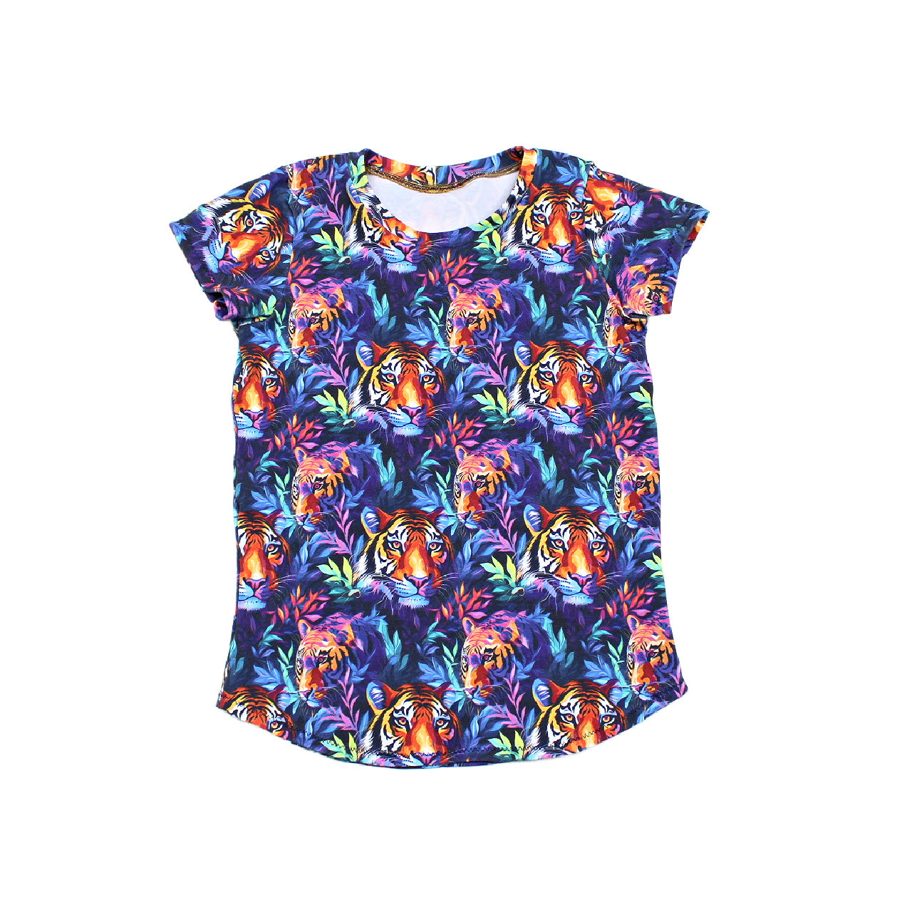 Colorful Tiger Shirt for Girls, Cotton Spandex