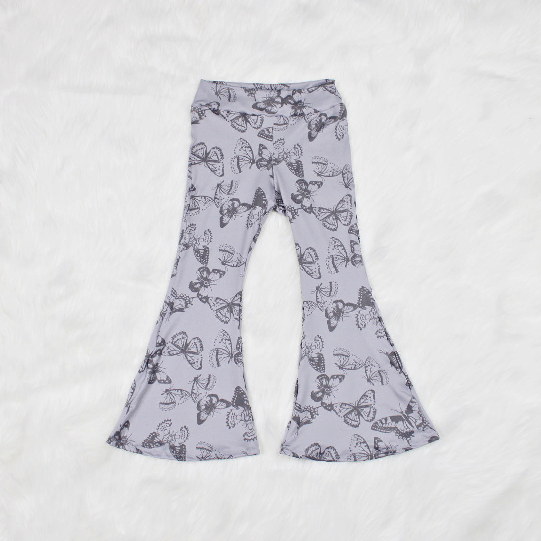 Gray Butterfly Flare Pants for Girls, Ready to Ship