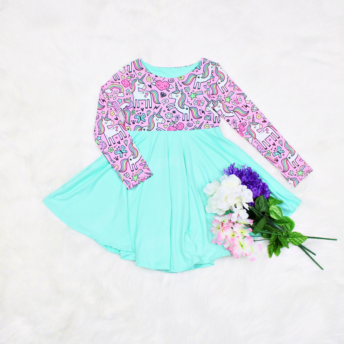 Mint Unicorn Retro Dreams Dress, Size 5, Ready to Ship