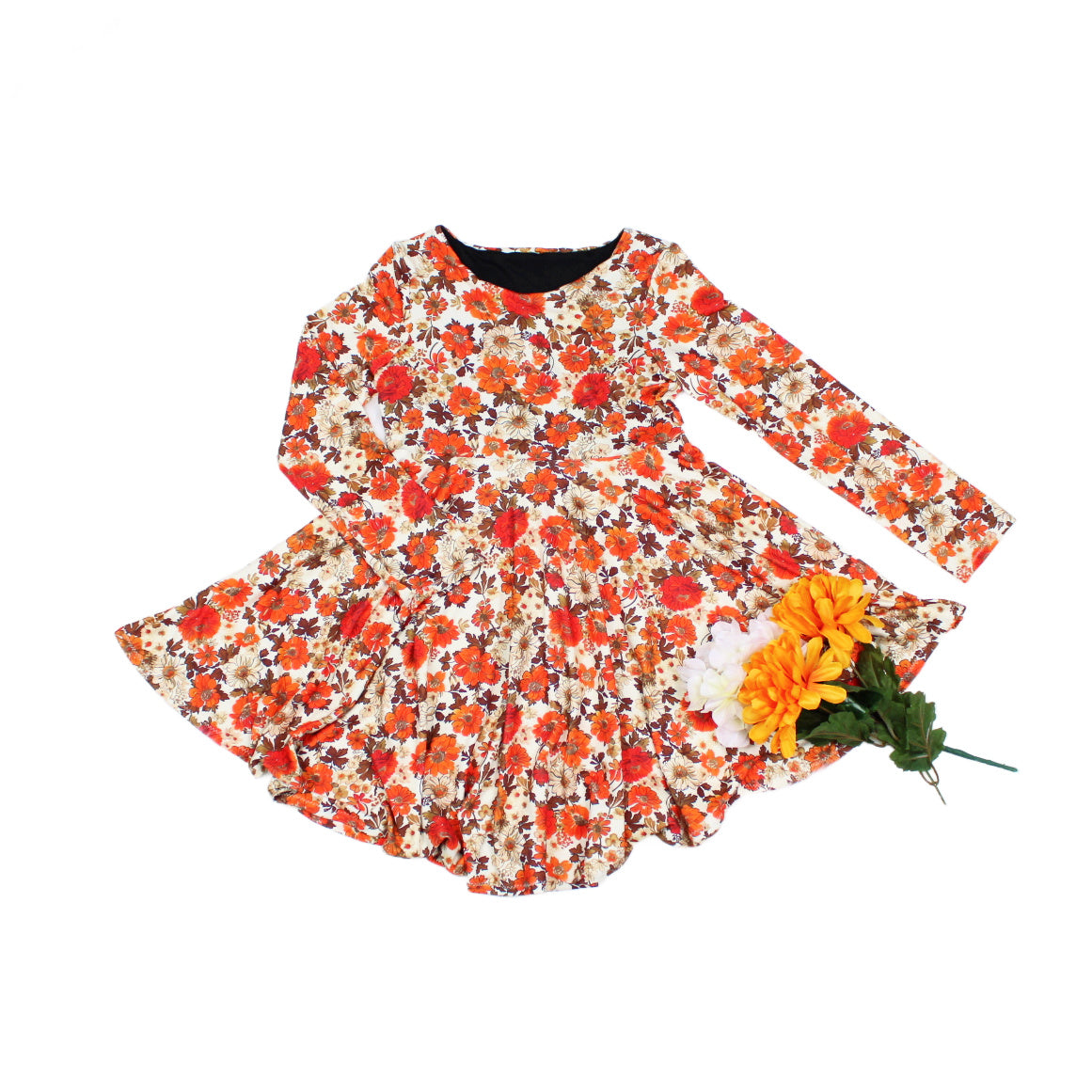 Fall Floral Dress for Girls, TAT 2 weeks