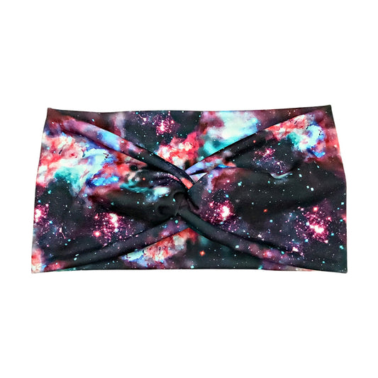 Wide Mint Galaxy Print Headband for Women