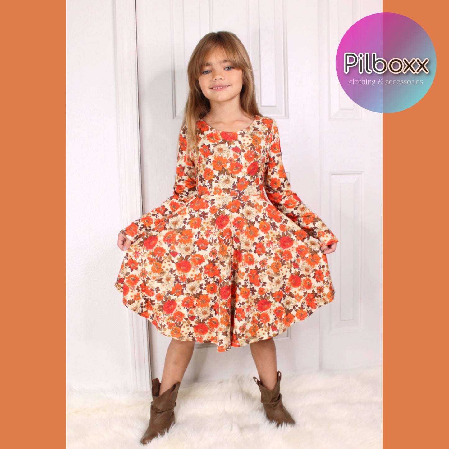 Fall Floral Dress for Girls, TAT 2 weeks