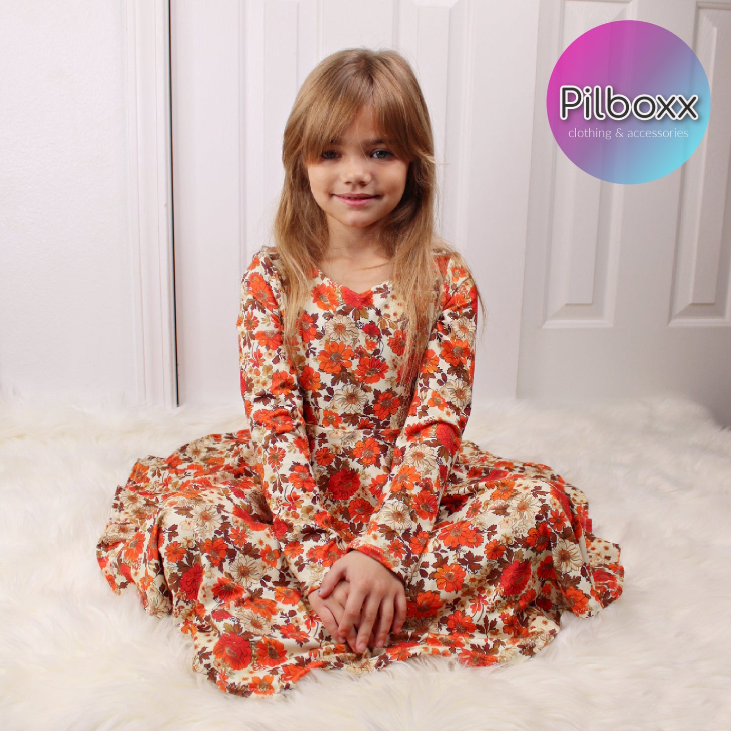 Fall Floral Dress for Girls, TAT 2 weeks