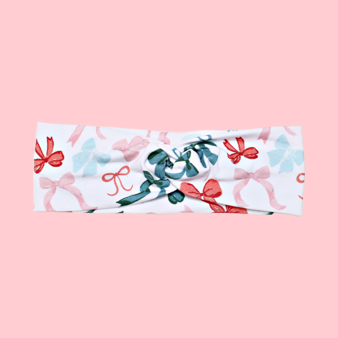 Bow Print Christmas Headband, Cotton Spandex