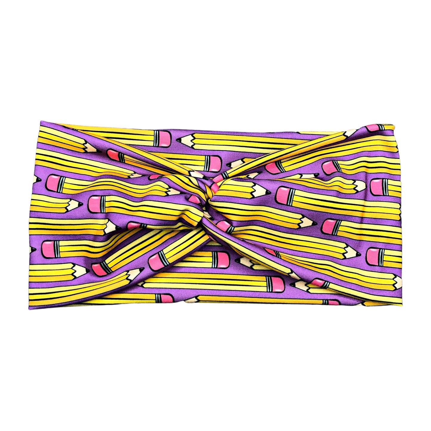 Purple School Pencil Print Headband for Women