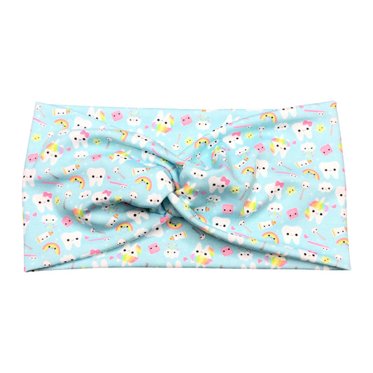 Wide Blue Unicorn Happy Teeth Dental Headband for Women