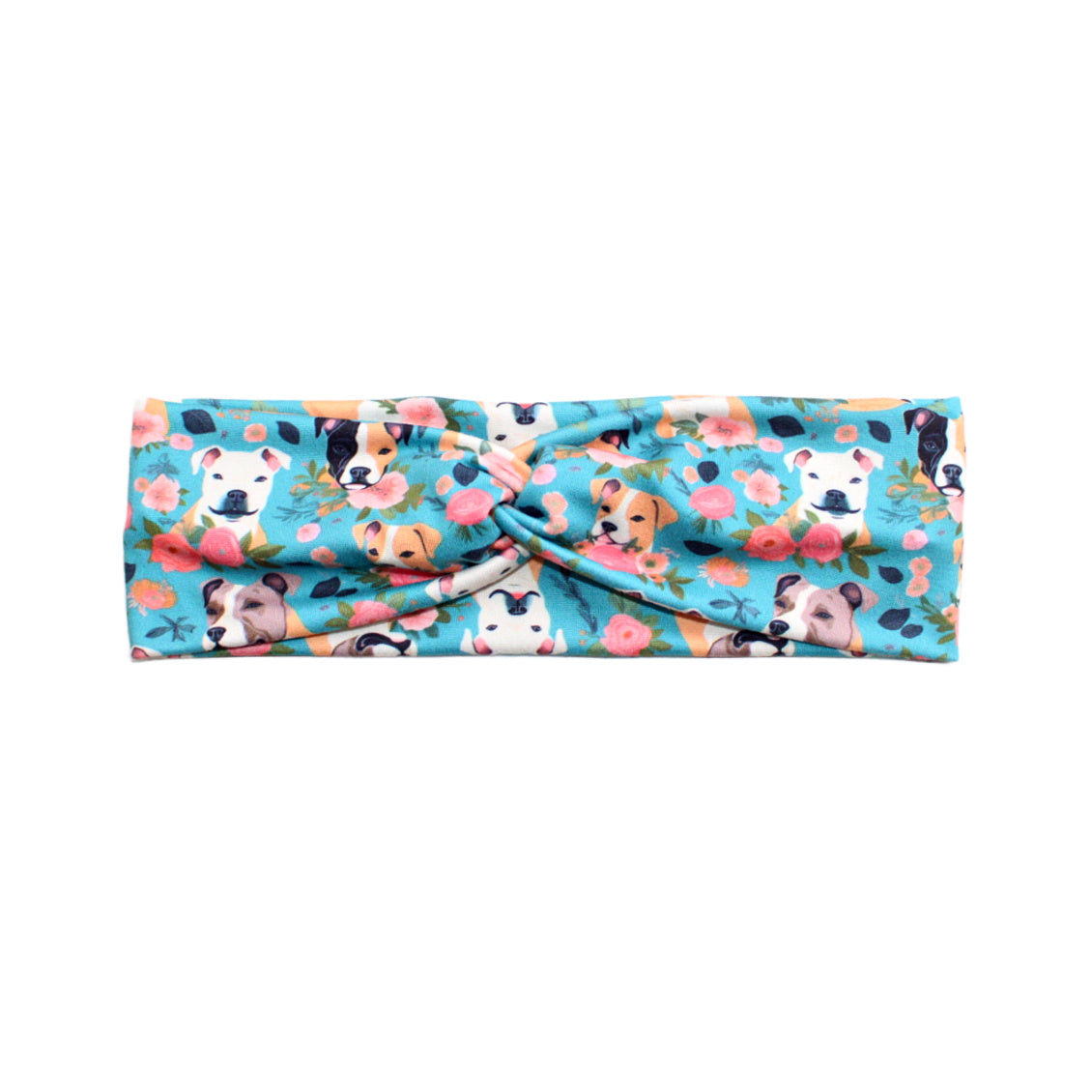 Teal Pitbull Floral Headband