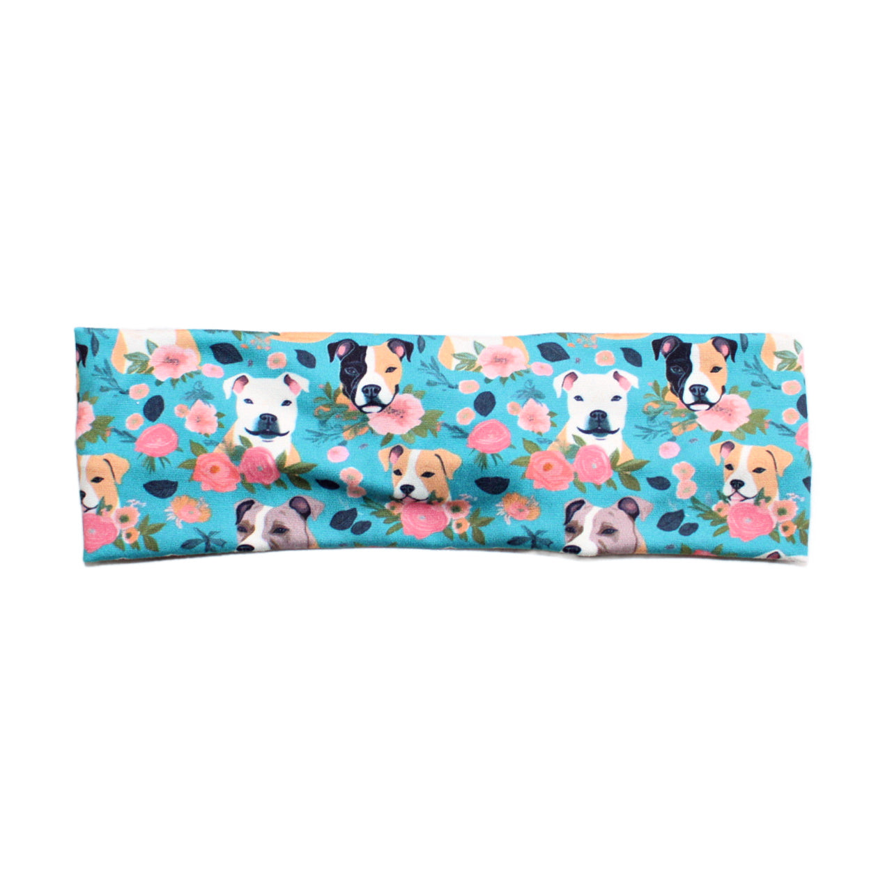 Teal Pitbull Floral Headband