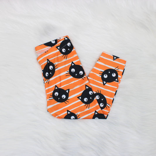 18m Baby Girl Orange Cat Leggings, Ready to Ship