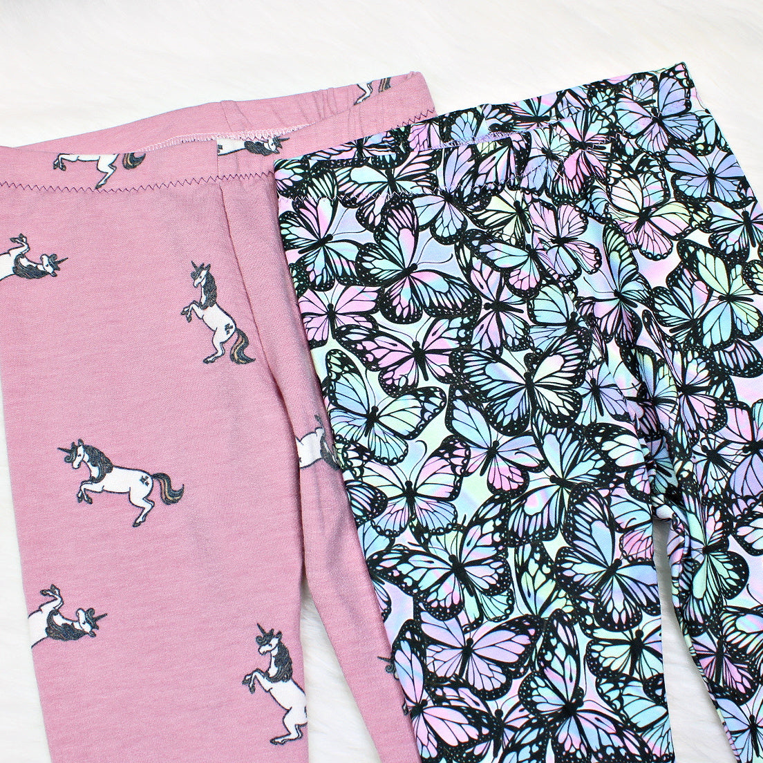 18m Baby Girl Leggings Set of 2, Unicorns and Butterflies