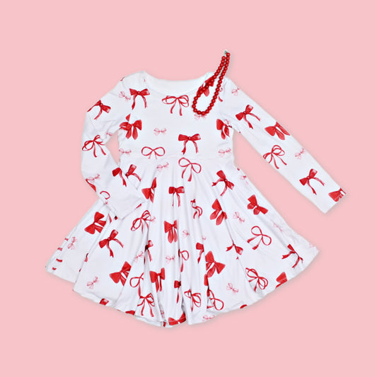 Valentine's Red Bow Dress for Girls, TAT 2 weeks