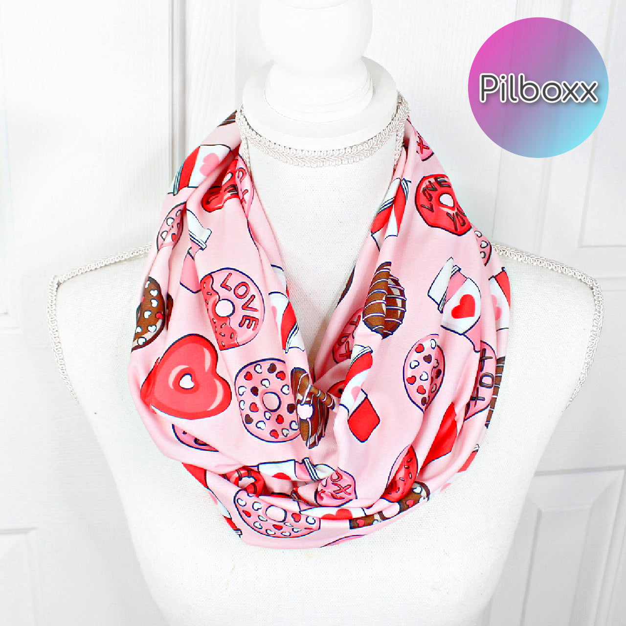 Valentine's Pink Donut Infinity Scarf