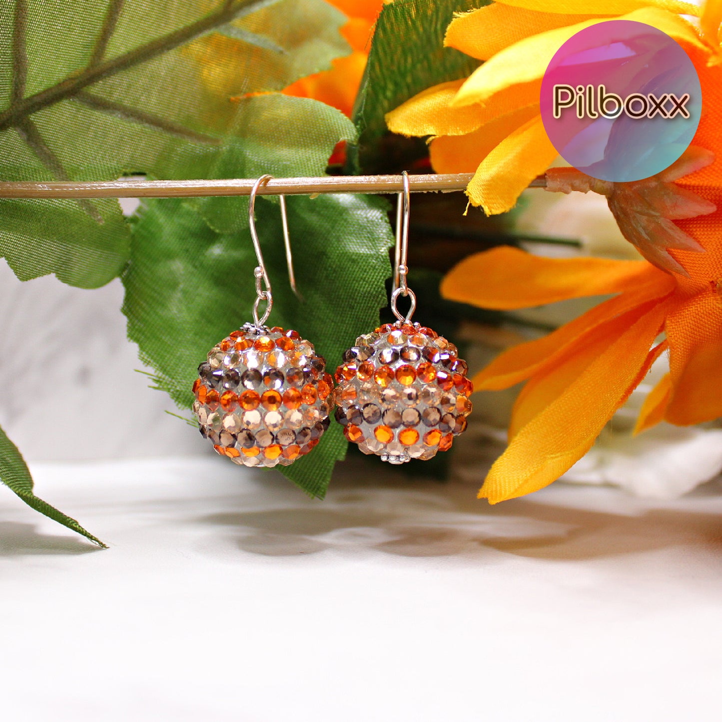 Bohemian Rhinestone Ball Drop Earrings, Sterling