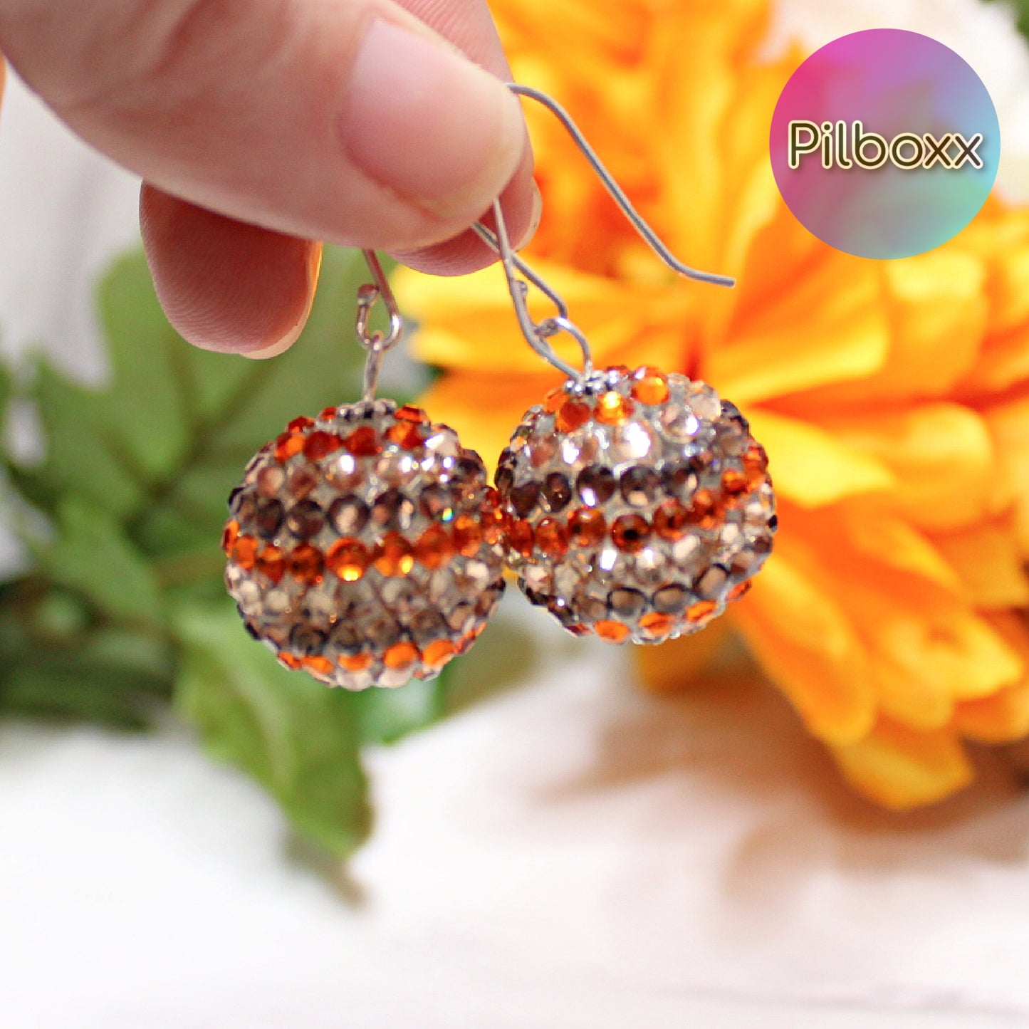 Bohemian Rhinestone Ball Drop Earrings, Sterling