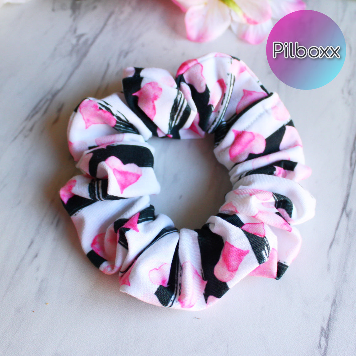 Pink Heart Scrunchie Set of 3 or Singles