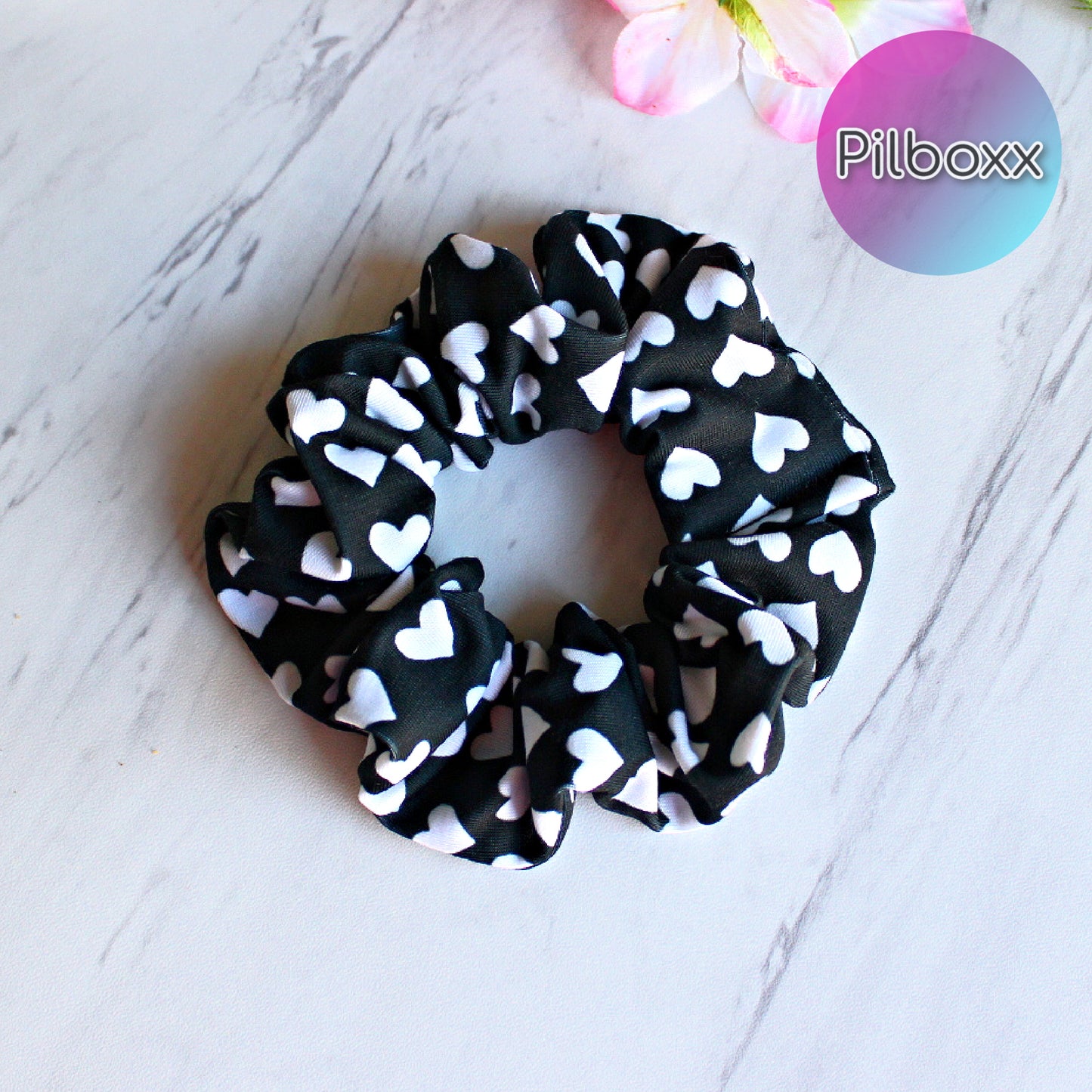 Pink Heart Scrunchie Set of 3 or Singles