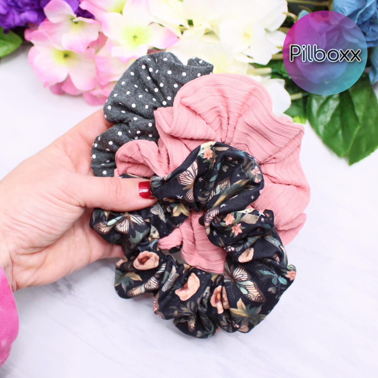 Romantic Hair Scrunchie Set of 3 or singles