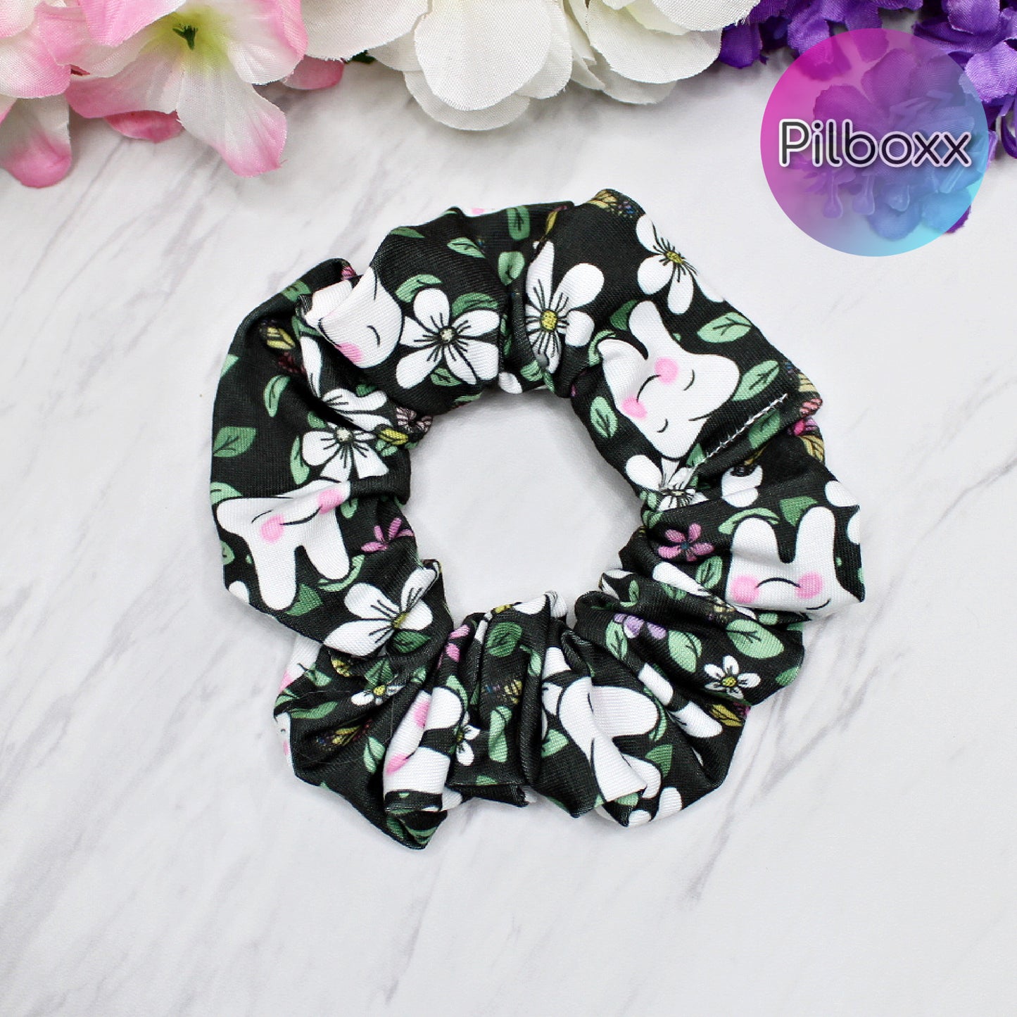 Floral Tooth Dental Scrunchie Set of 3 or Singles