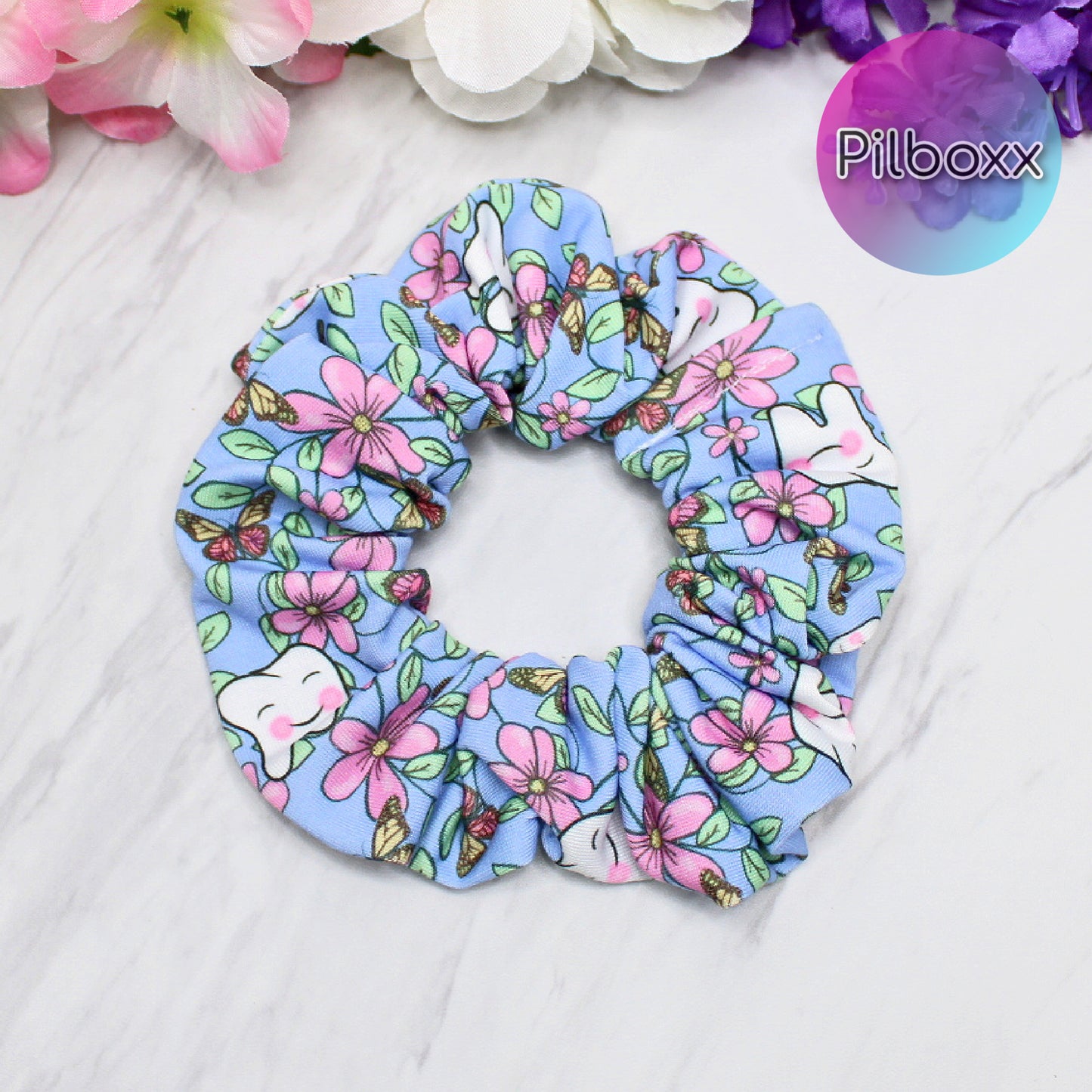 Floral Tooth Dental Scrunchie Set of 3 or Singles