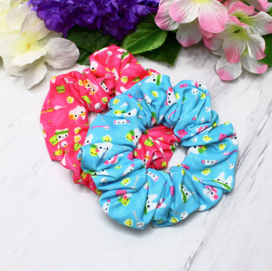 Tropical Summer Teeth Dental Scrunchies, Set or Singles
