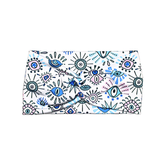 Wide Mystic Eyes Twist Headband - Pink or Blue