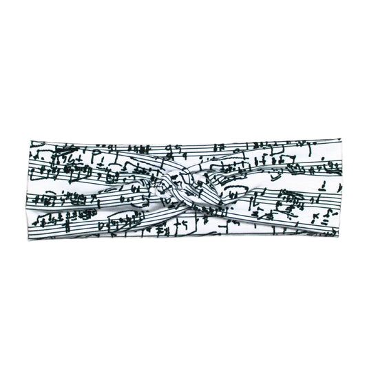 Sheet Music Twist Headband – Black & White (Imperfect Print – Final Sale)