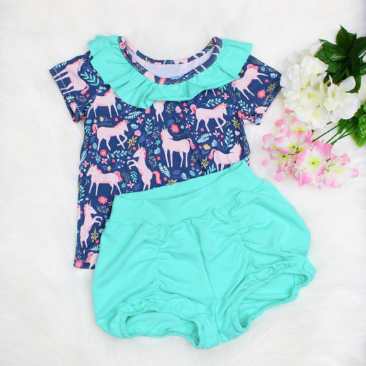 4t Unicorn Bubble Shorts and Shirt Outfit, Ready to Ship