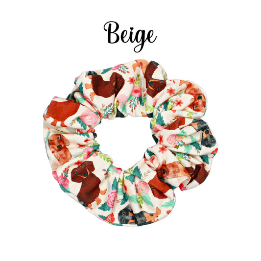 Floral Dachshund Scrunchies, Sets or Singles