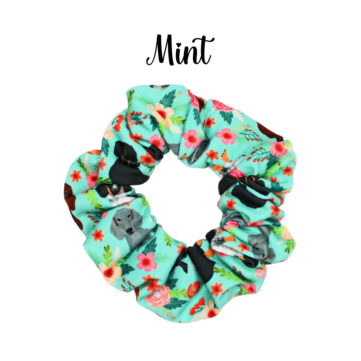 Floral Dachshund Scrunchies, Sets or Singles