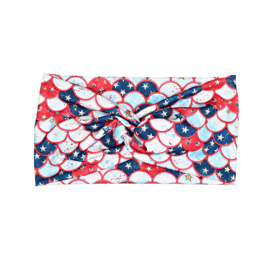 Wide Patriotic Mermaid Headband