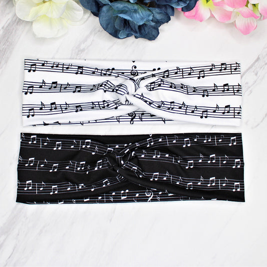 Sheet Music Headband, Black or White