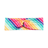 Wide Retro Rainbow Stripe Headband for Women